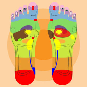 Zeichnung mit den unterschiedlichen Fußreflexzonen